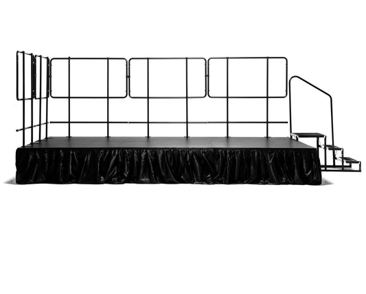 MyStage 8'x12' Portable Stage with railings, skirts, and stairs