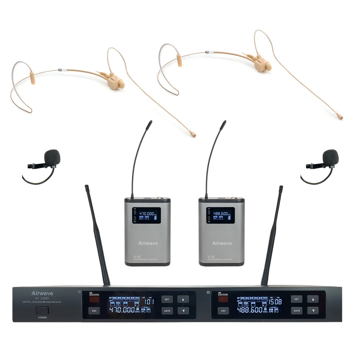 AT-5220 Titanium Clip Pack Wireless Microphone System (Dual Ear)