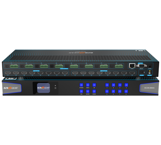 8K HDMI Matrix Switcher with Auto Downscaling/Audio De-embedder