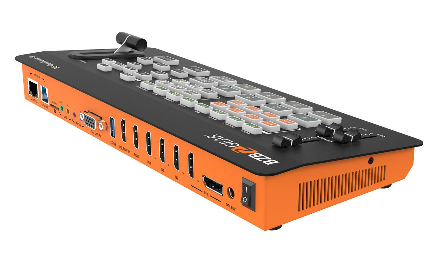 QuadFusion-JR: 4-Channel 1080P FHD Live Streaming HDMI/DP Switcher Mixer with PIP and USB 3.0 Capture Card