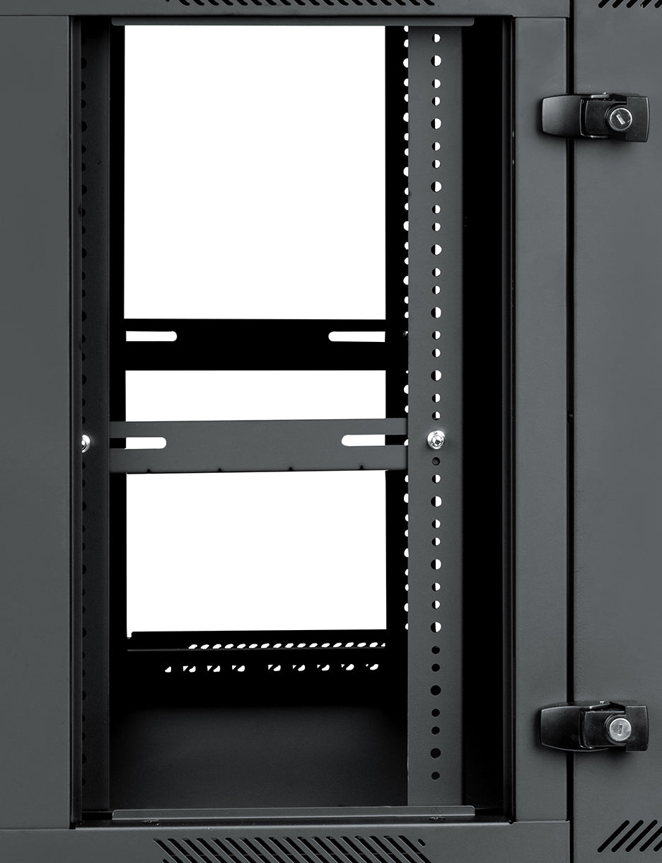 9U, 21" Deep Sectional Wall Rack, Steel Door