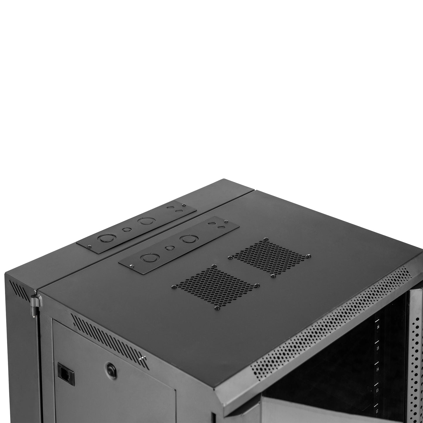18U, 21" Deep Sectional Wall Rack, Vented Glass Door