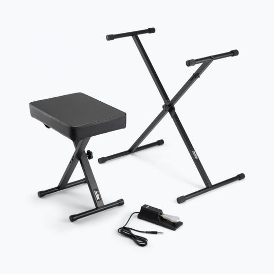 Keyboard Stand and Bench Pack with Keyboard Sustain Pedal