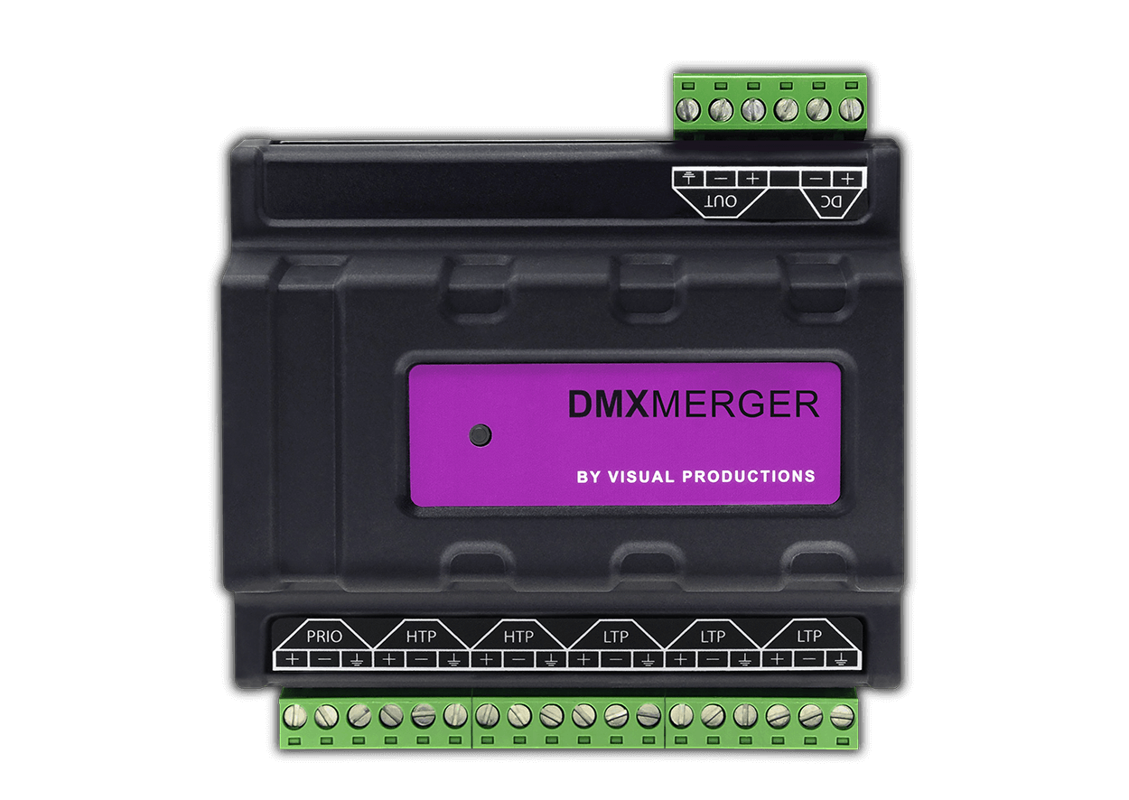 Visual Productions DIN rail mounted DMX merger