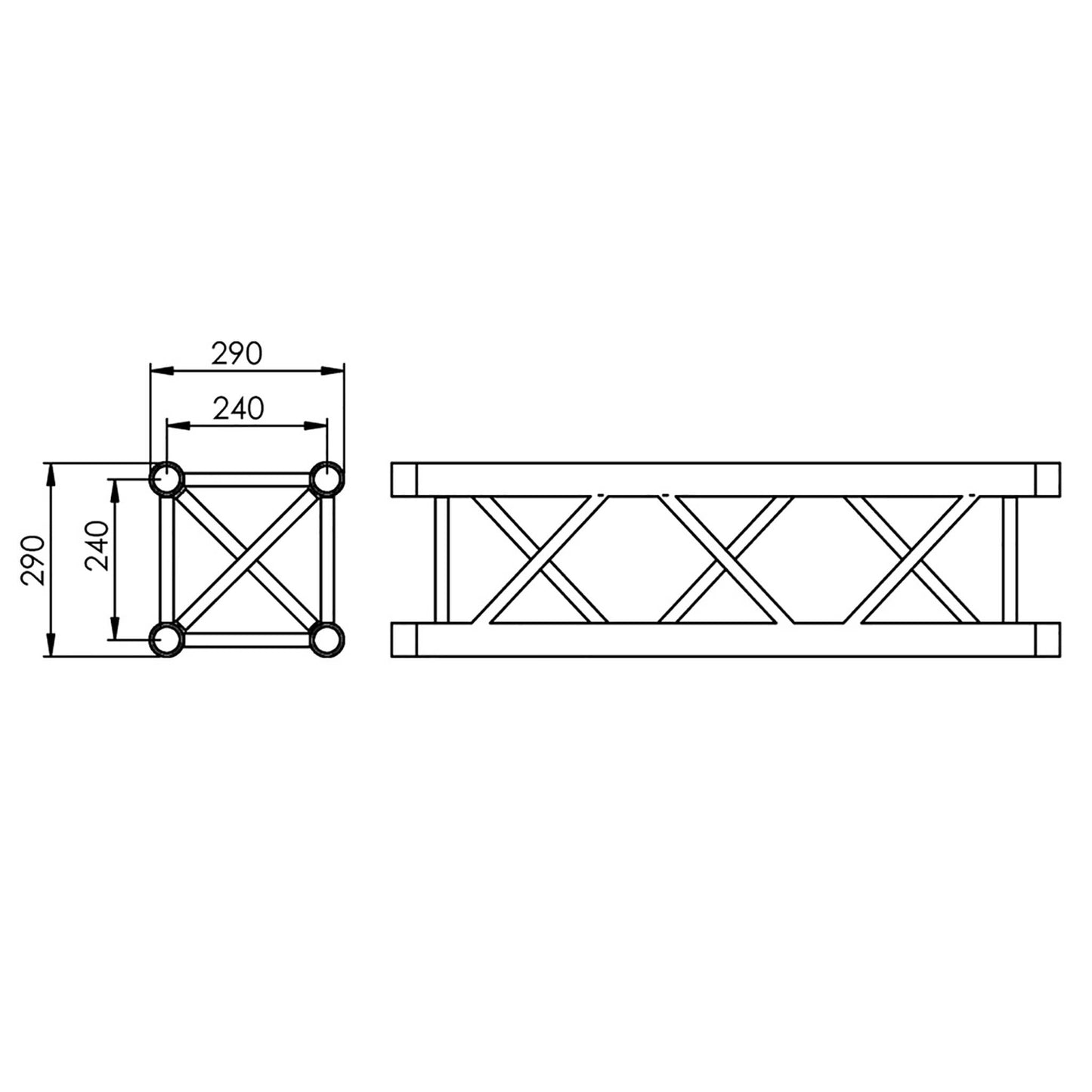 GAMMA GT-290mm Square Truss (Silver) - 2M (6.6ft)