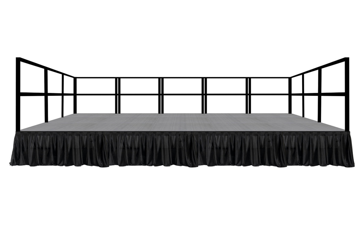 Stage With Rear Railing MyStage MyStage 12'x24' Portable Stage with Railling and Skirts – Above AVL