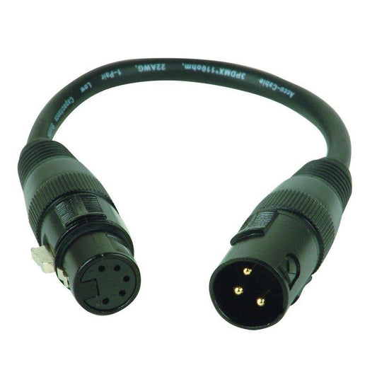 Accu-Cable 3-Pin Male to 5-Pin Female Turnaround Cable - AC3PM5PFM