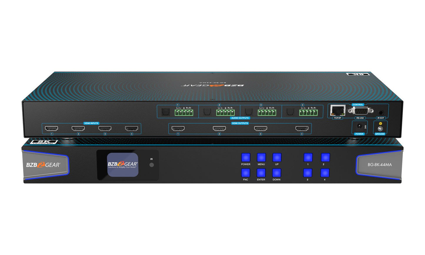8K HDMI Matrix Switcher with Auto Downscaling/Audio De-embedder