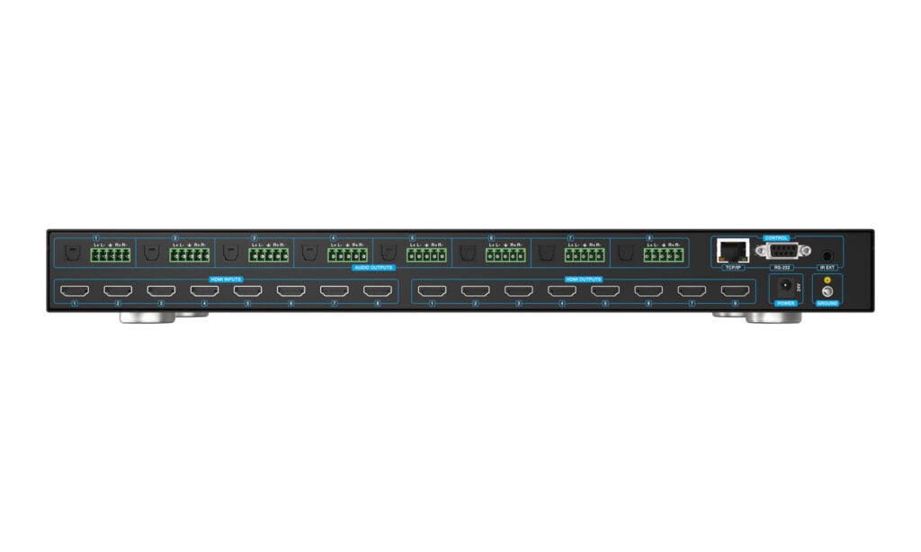 8K HDMI Matrix Switcher with Auto Downscaling/Audio De-embedder