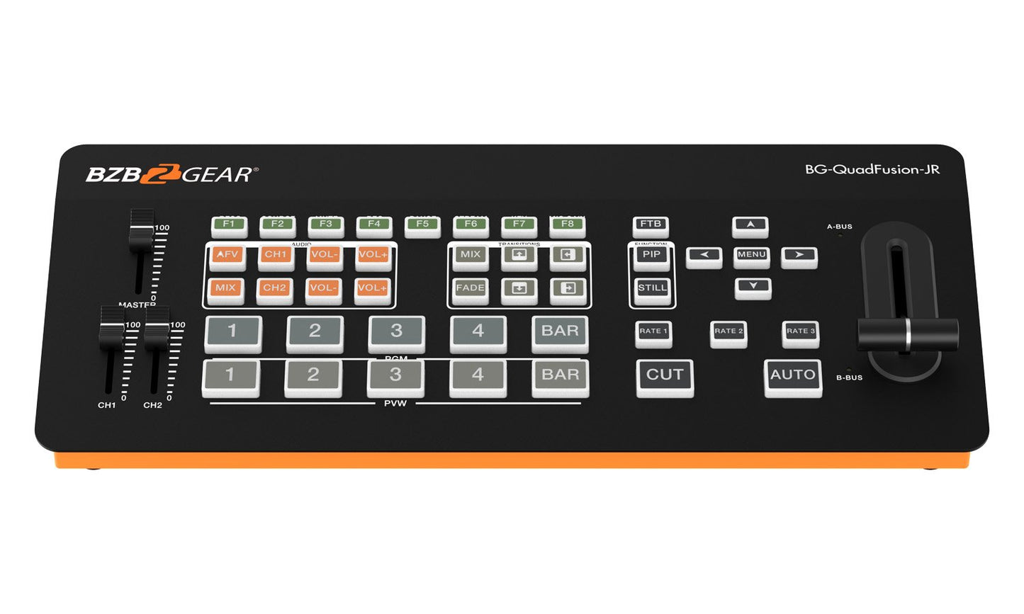 QuadFusion-JR: 4-Channel 1080P FHD Live Streaming HDMI/DP Switcher Mixer with PIP and USB 3.0 Capture Card