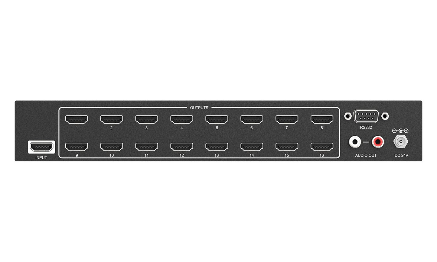 UHD-DA1X16: 4K UHD HDMI Splitter/Distribution Amplifier with Downscaling and AOC Cable Support