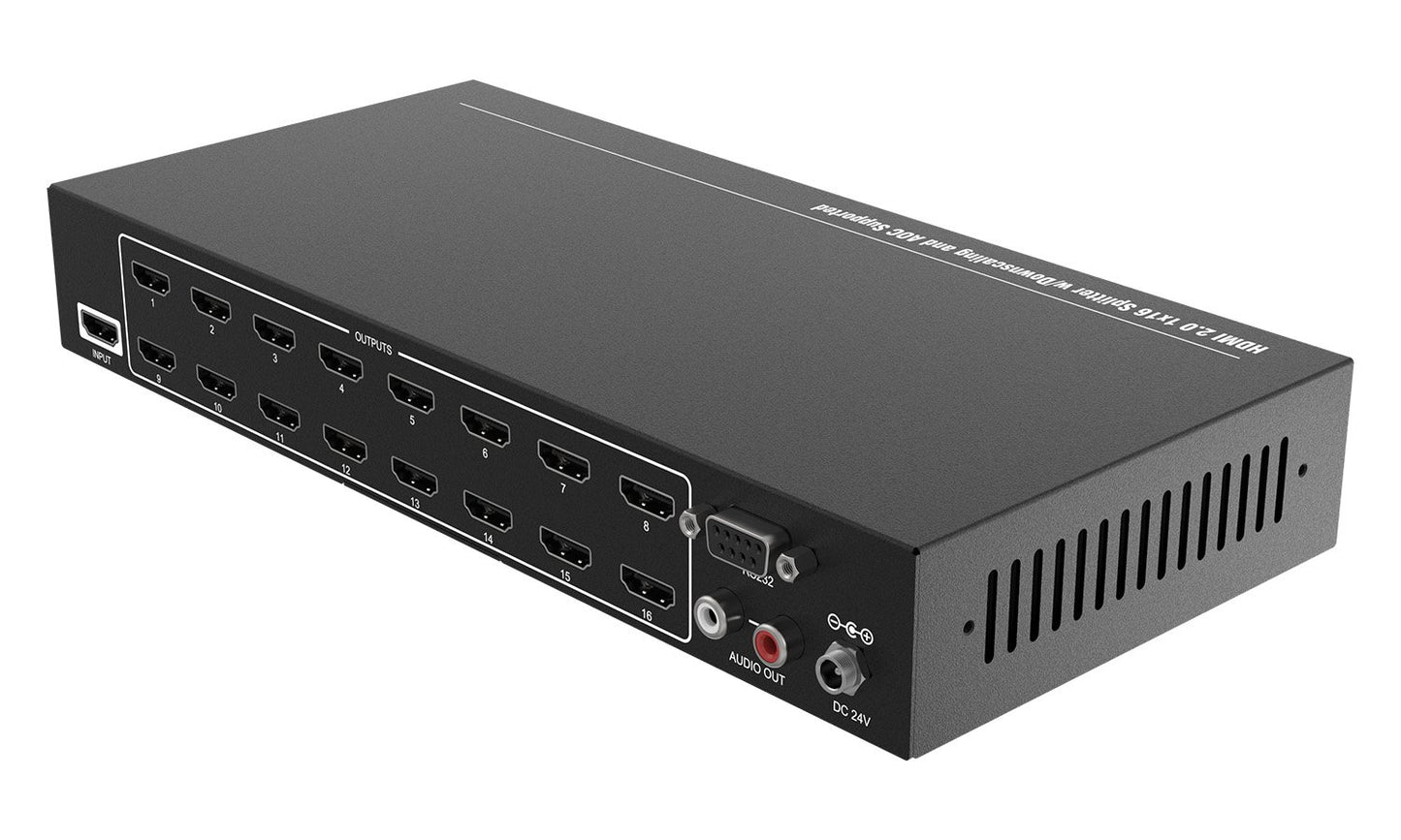 UHD-DA1X16: 4K UHD HDMI Splitter/Distribution Amplifier with Downscaling and AOC Cable Support