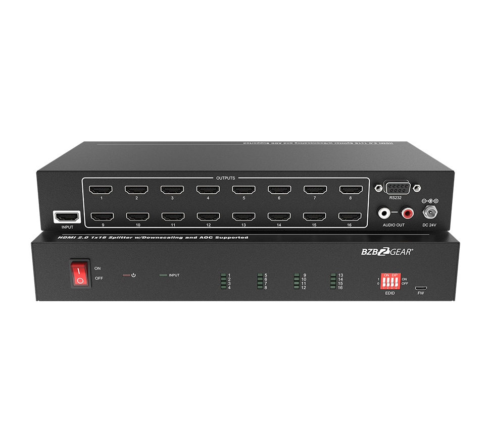 UHD-DA1X16: 4K UHD HDMI Splitter/Distribution Amplifier with Downscaling and AOC Cable Support
