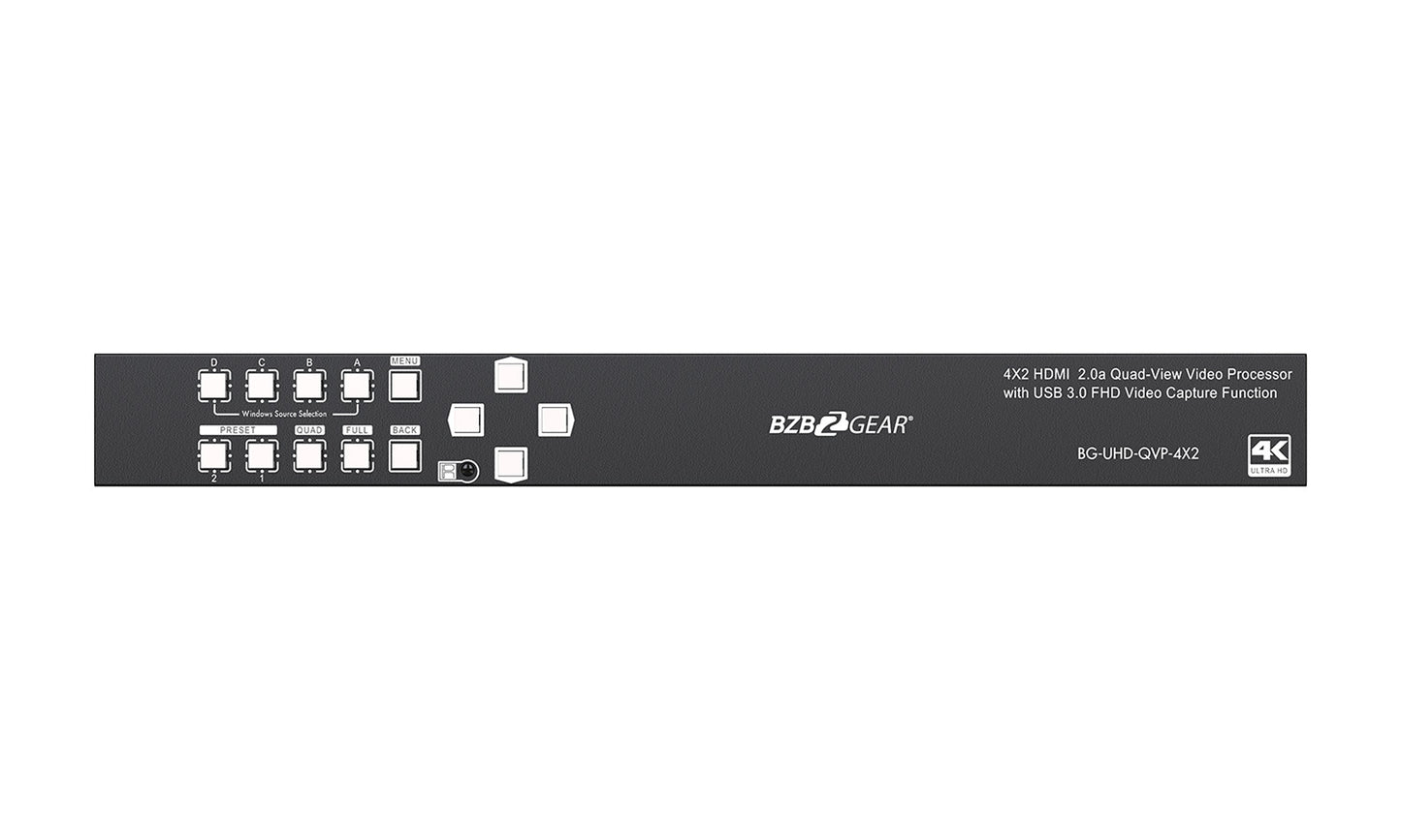 4x2 4K UHD Seamless Switcher/Scaler/MultiViewer with Audio De-embedder and Built-in USB Capture Card