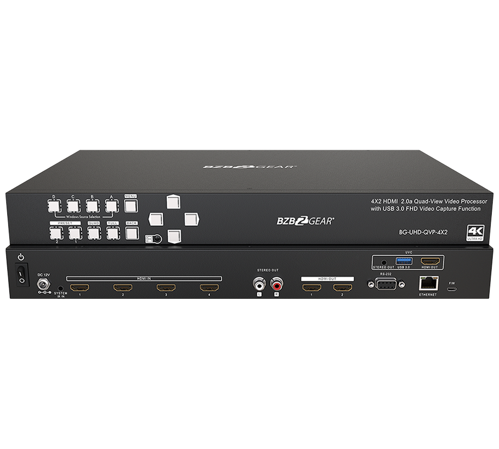 BZBGEAR 4x2 4K UHD Seamless Switcher/Scaler/MultiViewer with Audio De ...