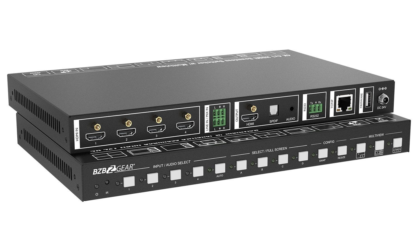 UMV-HA41: 4x1 4K UHD HDMI Seamless Switcher/Scaler/MultiViewer with IP/RS-232/Audio De-embedding