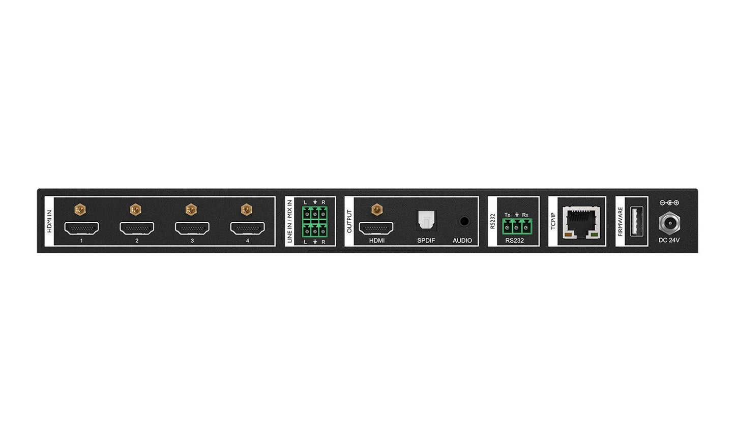 UMV-HA41: 4x1 4K UHD HDMI Seamless Switcher/Scaler/MultiViewer with IP/RS-232/Audio De-embedding