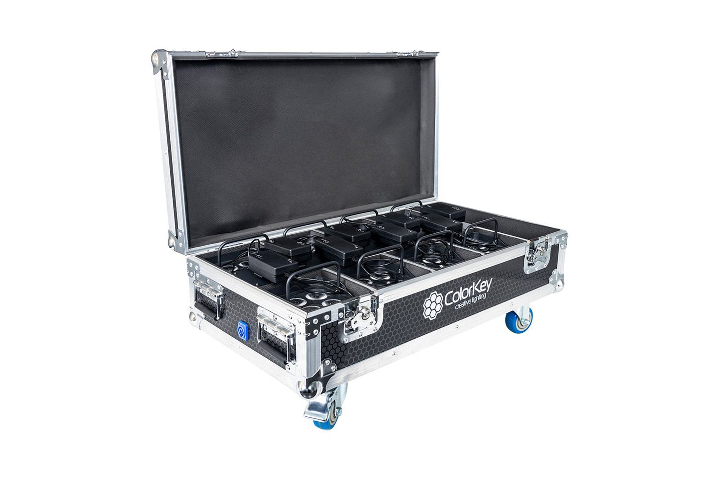 8-pc Charging Flight Case w/ Casters for MobilePar Mini HEX4