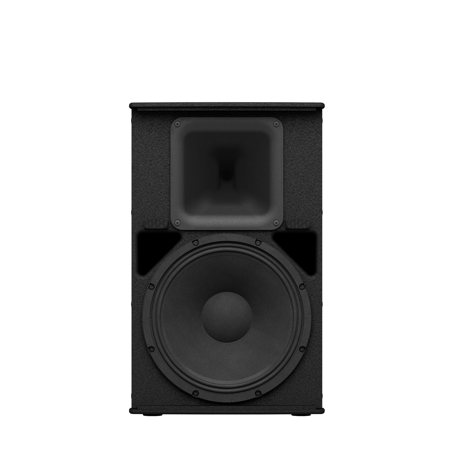 Powered speaker, 1000W, 12" LF, 1.4" HF compression driver; plywood enclosure; integral rigging