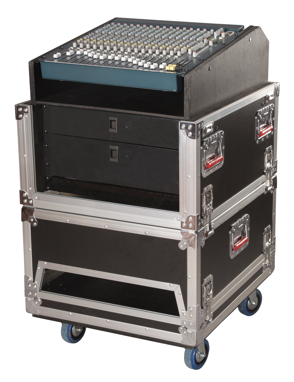 14U Top, 6U Side Audio Road Console Rack