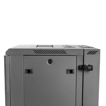 9U 21" Deep Sectional Wall Rack, Glass Door