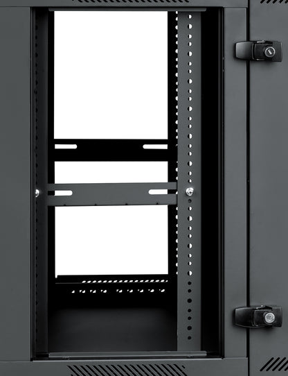 9U 21" Deep Sectional Wall Rack, Glass Door