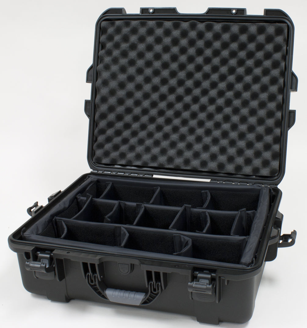 Waterproof case w/ divider system; 22"x17"x8.2"