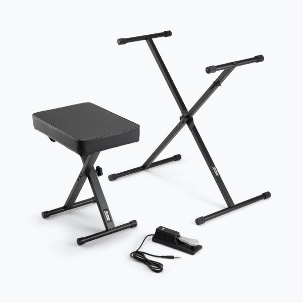 Keyboard Stand and Bench Pack with Keyboard Sustain Pedal