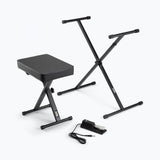 Keyboard Stand and Bench Pack with Keyboard Sustain Pedal