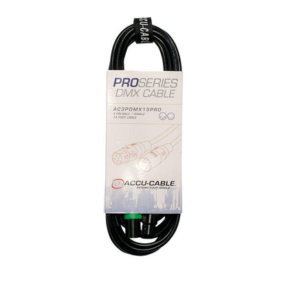 Accu-Cable 15ft Pro Series 3-Pin DMX Cable  - AC3PDMX15PRO