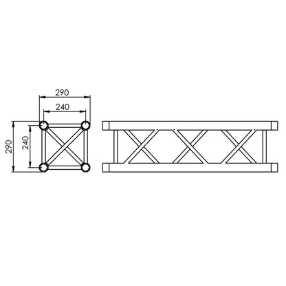 GAMMA GT-290mm Square Truss (Silver) - 3M (9.8ft)